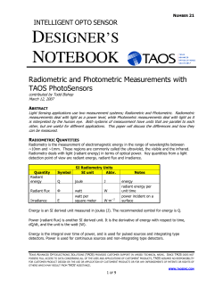 Radiometric and Photometric Measurements with TAOS