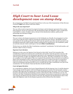 High Court to hear Lend Lease development case