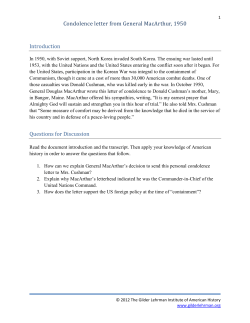 Condolence letter from General MacArthur, 1950 Introduction