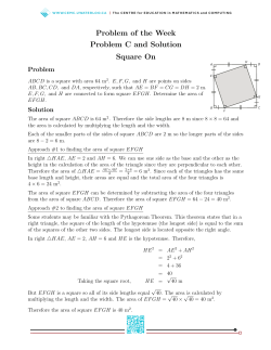 Problem of the Week Problem C and Solution Square On