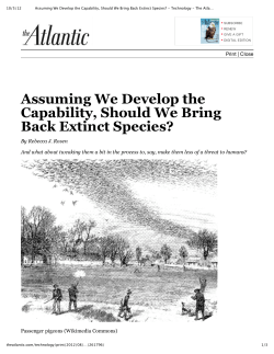 Assuming We Develop the Capability, Should We Bring Back Extinct
