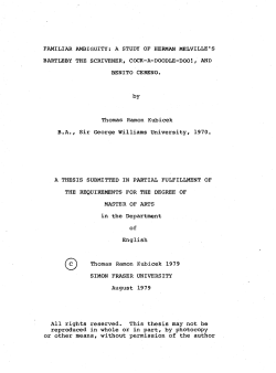 Familiar ambiguity : a study of Herman Melville`s Bartleby the