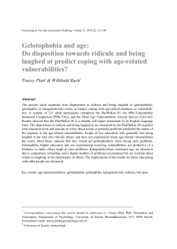Gelotophobia and age: Do disposition towards ridicule and being