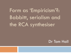 Form as `Empiricism`?: Babbitt, serialism and the RCA