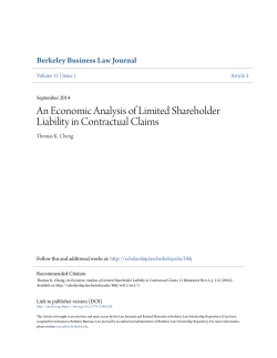 An Economic Analysis of Limited Shareholder Liability in