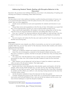 Addressing Students` Needs: Dealing with Disruptive Behavior in the
