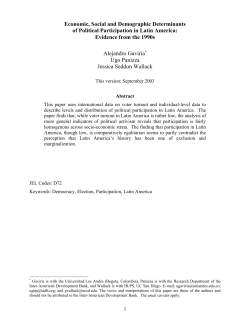 Economic, Social and Demographic Determinants of Political