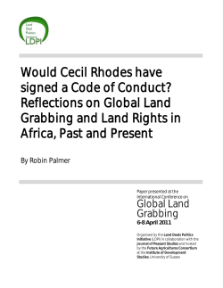 Would Cecil Rhodes have signed a Code of Conduct? Reflections