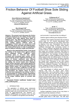 Friction Behavior Of Football Shoe Sole Sliding Against