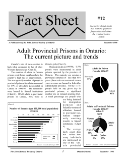 Adult Provincial Prisons in Ontario: The current picture and trends