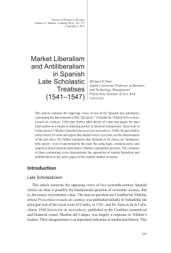 Market Liberalism and Antiliberalism in Spanish Late Scholastic