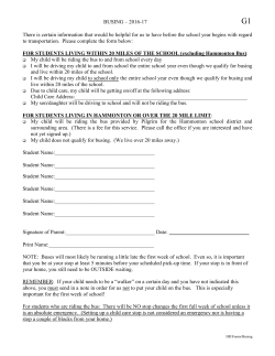 BUSING &ndash; 2016-17 There is certain information that would be