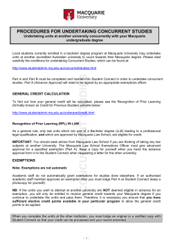 procedures for undertaking units at another university