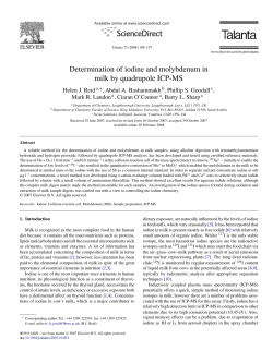 Determination of iodine and molybdenum in milk by quadrupole ICP