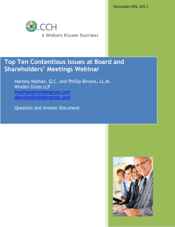 Dec 2011 &mdash; Top Ten Contentious Issues at Board and