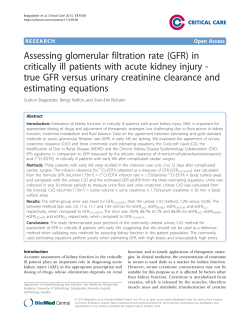 Assessing glomerular filtration rate (GFR) in critically ill patients with