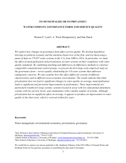 TO MUNICIPALIZE OR TO PRIVATIZE?: WATER COMPANY