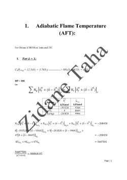 1. Adiabatic Flame Temperature (AFT)