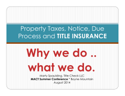 Property Taxes, Notice, Due Process and TITLE INSURANCE
