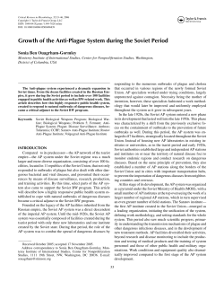 Growth of the Anti-Plague System during the Soviet Period
