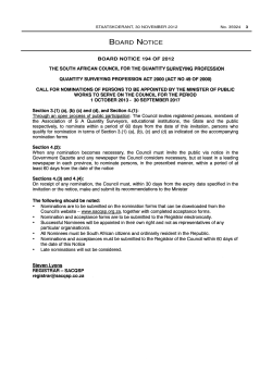 Quantity Surveying Profession Act: South African Council for