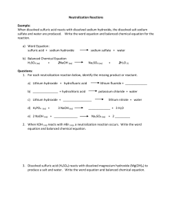 Neutralization Reactions Worksheet