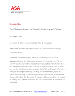 The Olympics- Impact on Security, Economy and Culture