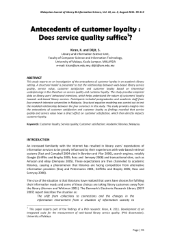 Antecedents of customer loyalty : Does service quality suffice