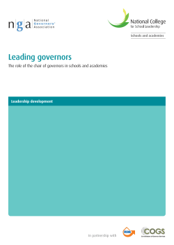 Leading governors:The role of the chair of governors in schools and