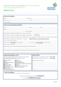 Partners in Recovery (PIR) Sunshine Coast and Gympie Referral Form