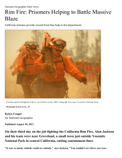 Rim Fire: Prisoners Helping to Battle Massive Blaze