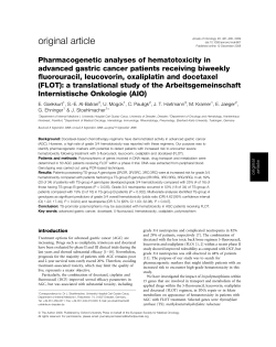 Pharmacogenetic analyses of hematotoxicity in advanced gastric