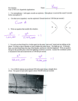 Pre-Calculus Unit 12 WS 12-6: Hyperbola Applications Name