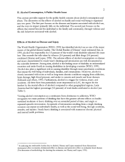 11. Alcohol Consumption, A Public Health Issue Effects of Alcohol
