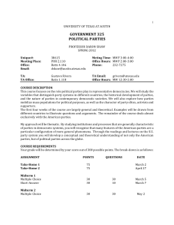 GOVERNMENT 325 POLITICAL PARTIES