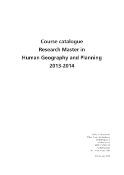 Course catalogue Research Master in Human Geography and