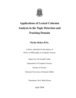 Applications of Lexical Cohesion Analysis in the Topic