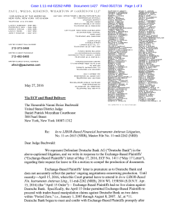 May 27, 2016 Via ECF and Hand Delivery The