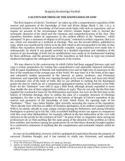 Calvin`s doctrine of the knowledge of God