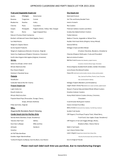 approved classroom and party snack list for