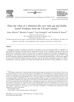 Does the value of a statistical life vary with age and health status