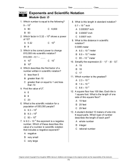 Exponents and Scientific Notation