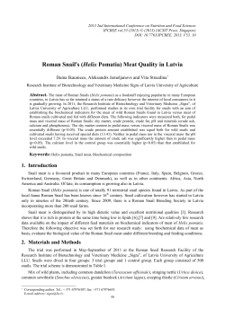 Roman Snail`s (Helix Pomatia) Meat Quality in Latvia