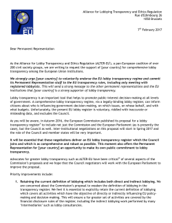 Alliance for Lobbying Transparency and Ethics Regulation Rue d