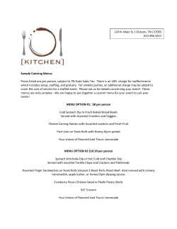 Sample Catering Menus Prices listed are per person, subject to TN
