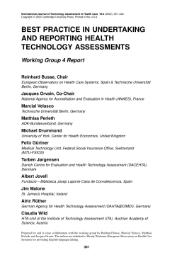 Best Practice in Undertaking and Reporting HTAs.