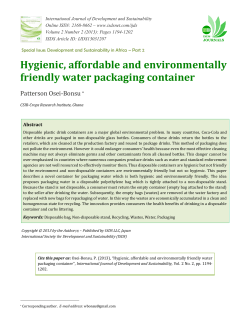 Hygienic, affordable and environmentally friendly water packaging