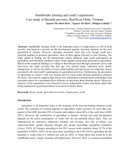 Smallholder farming and youth`s aspirations: Case study in Bacninh