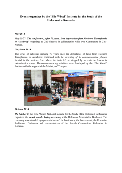 Events organized by the `Elie Wiesel` Institute for the Study of the