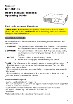 HITACHI Projector CP-RX93 User`s Manual (detailed) Operating